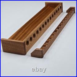 30 Inch Mahogany Fishing Rod Rack, Vertical Wall Mount Pole Holder