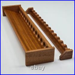 30 Inch Mahogany Fishing Rod Rack, Vertical Wall Mount Pole Holder