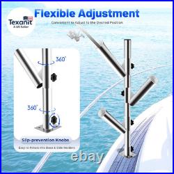 316 Stainless Steel Triple Fishing Rod Holder, 360° Adjustable Clamping Rod for