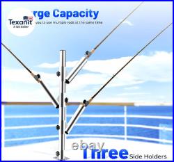 316 Stainless Steel Triple Fishing Rod Holder, 360° Adjustable Clamping Rod for