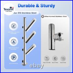 316 Stainless Steel Triple Fishing Rod Holder, 360° Adjustable Clamping Rod for