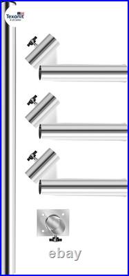 316 Stainless Steel Triple Fishing Rod Holder, 360° Adjustable Clamping Rod for