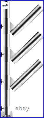 316 Stainless Steel Triple Fishing Rod Holder, 360° Adjustable Clamping Rod for