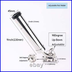 360° Adjustable Fishing Rod Holder Boat Stainless Steel Rod Holder Deck Mount