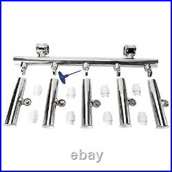 360 Deg Angle Adjustable Rod Holders Stainless Steel 5 Tube Fishing Rod Holder