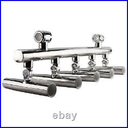 360 Deg Angle Adjustable Rod Holders Stainless Steel 5 Tube Fishing Rod Holder