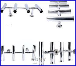 Amarine Made 4-Pack 30° Stainless Steel Flush Mount Fishing Rod Holders - Top Plate 9
