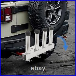 4 Link Tube Stainless Hitch Fishing Rod Holder Adjustable Car Fishing Pole Rack