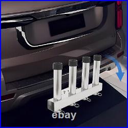 4 Link Tube Stainless Hitch Fishing Rod Holder Adjustable Car Fishing Pole Rack