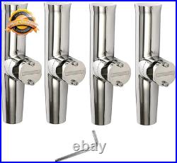 4-Pack Fishing Rod Holder, Stainless Tournament Style Clamp on Rod Holder, Rail