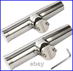 4-Pack Fishing Rod Holder, Stainless Tournament Style Clamp on Rod Holder, Rail