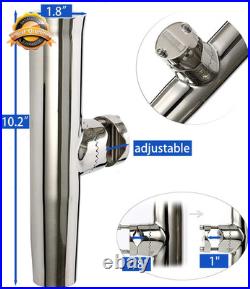 4-Pack Fishing Rod Holder, Stainless Tournament Style Clamp on Rod Holder, Rail