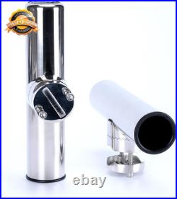 4-Pack Fishing Rod Holder, Stainless Tournament Style Clamp on Rod Holder, Rail