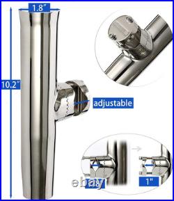 4-Pack Fishing Rod Holder, Stainless Tournament Style Clamp on Rod Holder, Rail