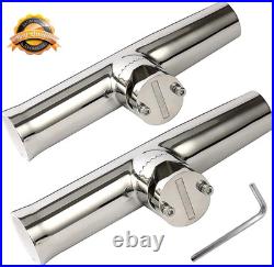 4-Pack Fishing Rod Holder, Stainless Tournament Style Clamp on Rod Holder, Rail