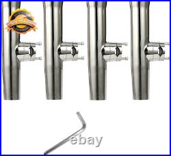 4-Pack Fishing Rod Holder, Stainless Tournament Style Clamp on Rod Holder, Rail