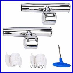 4 Pack Stainless Steel Clamp on Fishing Rod Holder for Rails 1-1/2 to 1-3/4