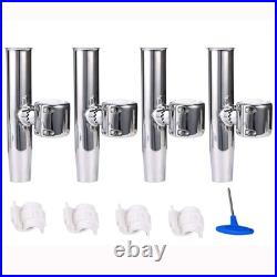 4-Pack Stylish Stainless Steel Clamp on Fishing Rod Holder for Rails 7/8 to 1 4-Pack Stylish Stainless Steel Clamp on Fishing Rod Holder for Rails 7/8 to 1
