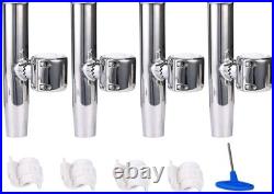 4 Pack Stylish Stainless Steel Clamp on Fishing Rod Holder for Rails 7/8 to 1
