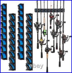 4 Pack Vertical Fishing Rod Rack, Wall Mounted Fishing Rod Holder, 4