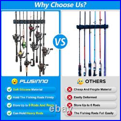 4 Pack Vertical Fishing Rod Rack, Wall Mounted Fishing Rod Holder, 4