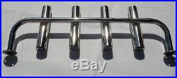 4 TUBE STAINLESS STEEL 316 BOAT FISHING ROD HOLDER (40mm tube)