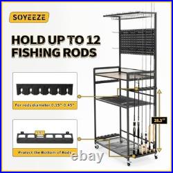 4-Tier Fishing Rod Holders for Garage 1-Upgrade Black