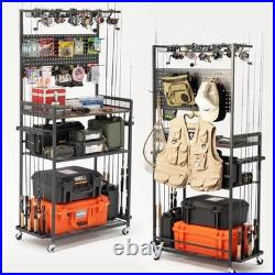 4-Tier Fishing Rod Holders for Garage 1-Upgrade Black