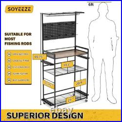 4-Tier Fishing Rod Holders for Garage 1-Upgrade Black