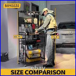 4-Tier Fishing Rod Holders for Garage 1-Upgrade Black
