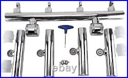 4 Tube Adjustable Stainless Boat Fishing Rod Holders for rails 24/25 or 1-7/25