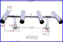 4 Tube Adjustable Stainless Steel 304 Rocket Launcher Boat Fishing Rod Holder