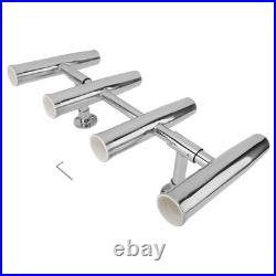 4 Tube Stainless Steel Rocket Launcher Rod Holders 360° Adjustable Fishing Gea