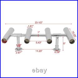 4 Tube Stainless Steel Rocket Launcher Rod Holders 360° Adjustable Fishing Gea