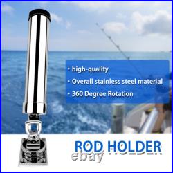 4PCS 360 Degree Boat Fishing Rod Holder Rotation Stainless Steel Outrigger
