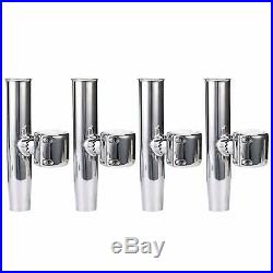 4PCS Stainless Clamp on Boat Fishing Rod Holder for larger Rails 1-1/2 to 1-3/4