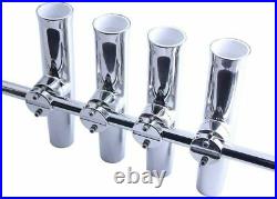 4PCS Stainless Steel Boat Fishing Rod Holder Adjustable Fit 7/8-1 Rail Mount
