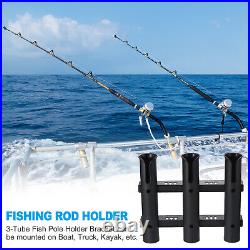 4Pack 3 Tube Fishing Rod Holders Plastic Wall-Mounted Rack Pole Bracket for Boat