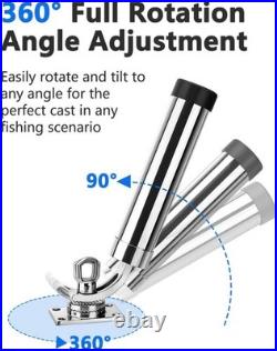 4X 316 Stainless Steel Boat Fishing Rod Holder 360 Degree Adjustable Deck-Mount