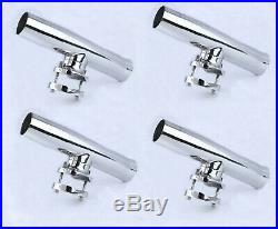 4X Marine 316 S/S Boat Fishing Rod Holder Clamp on 1-1/4''-2 Rail Mount Bracket