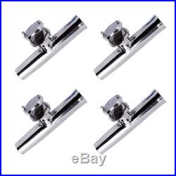 4X Stainless Steel Fishing Rod Holder Clamp-on 1-1/4 2 Rail Mount Adjustable