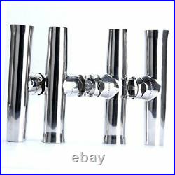 (4X) Stainless Tournament Style Clamp on Fishing Rod Holder for Rails 7/8 to