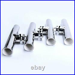 (4X) Stainless Tournament Style Clamp on Fishing Rod Holder for Rails 7/8 to