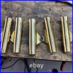 5 Gold Used Weld On Fishing Rod Holders with Inserts