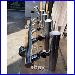 5 Rod Adjustable Rod 2Rail Clamp 1-1-1/4 Stainless Steel Fishing Rod Holder