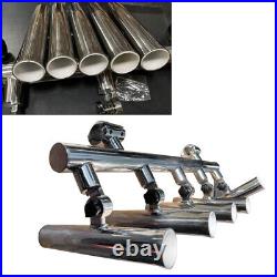 5 Rod Fishing Rod Holder Adjustable Rod 2Rail Clamp 1-1-1/4 Stainless Steel
