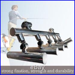 5 Rod Fishing Rod Holder Adjustable Rod 2Rail Clamp 1-1-1/4 Stainless Steel