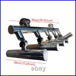 5 Rod Fishing Rod Holder Adjustable Rod 2in Rail Clamp 1-1-1/4 Stainless Steel