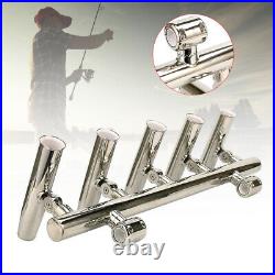5 Rod Fishing Rod Holder Adjustable Stainless Steel Holder for Rails 1to 1-1/4