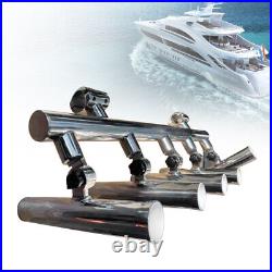 5 Rod Holder Fishing Console Boat T Top Rocket Launcher Stainless Steel 2Clamp